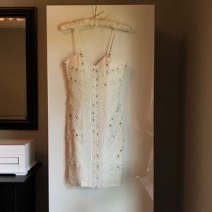 Clarisse white beaded cocktail dress